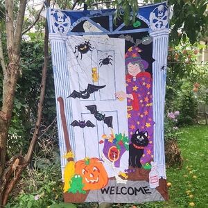 Vintage Single Halloween Colorful Witch Curtain